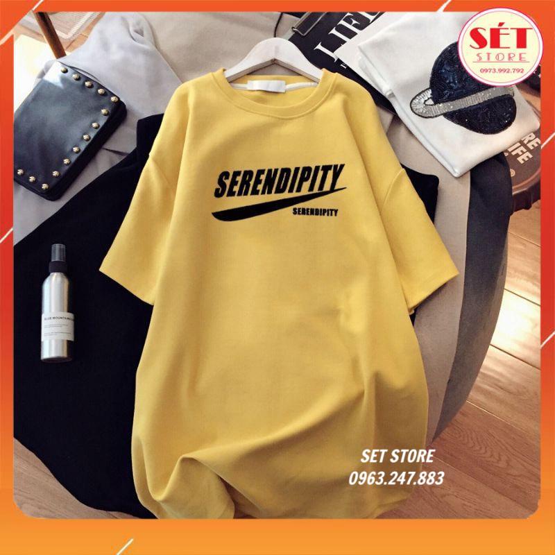 Áo thun form rộng tay lỡ unisex chữ SERENDIPITY - VÀNG,TÍM,TRẮNG,ĐEN - Setstore