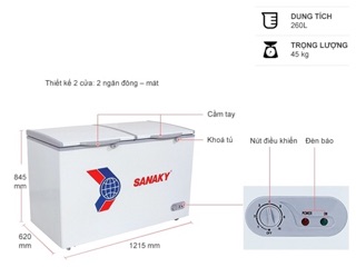 Tủ đông/Mát Sanaky 260Lít VH-365W2 (Miễn phí giao tại HCM-ngoài tỉnh liên hệ shop)