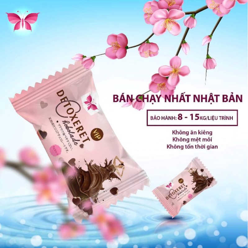 Kẹo sôcôla hỗ trợ giảm cân Detoxeret Chokolade Vip giảm 4_10kg sau 1 liệu trình 30 ngày sử dụng