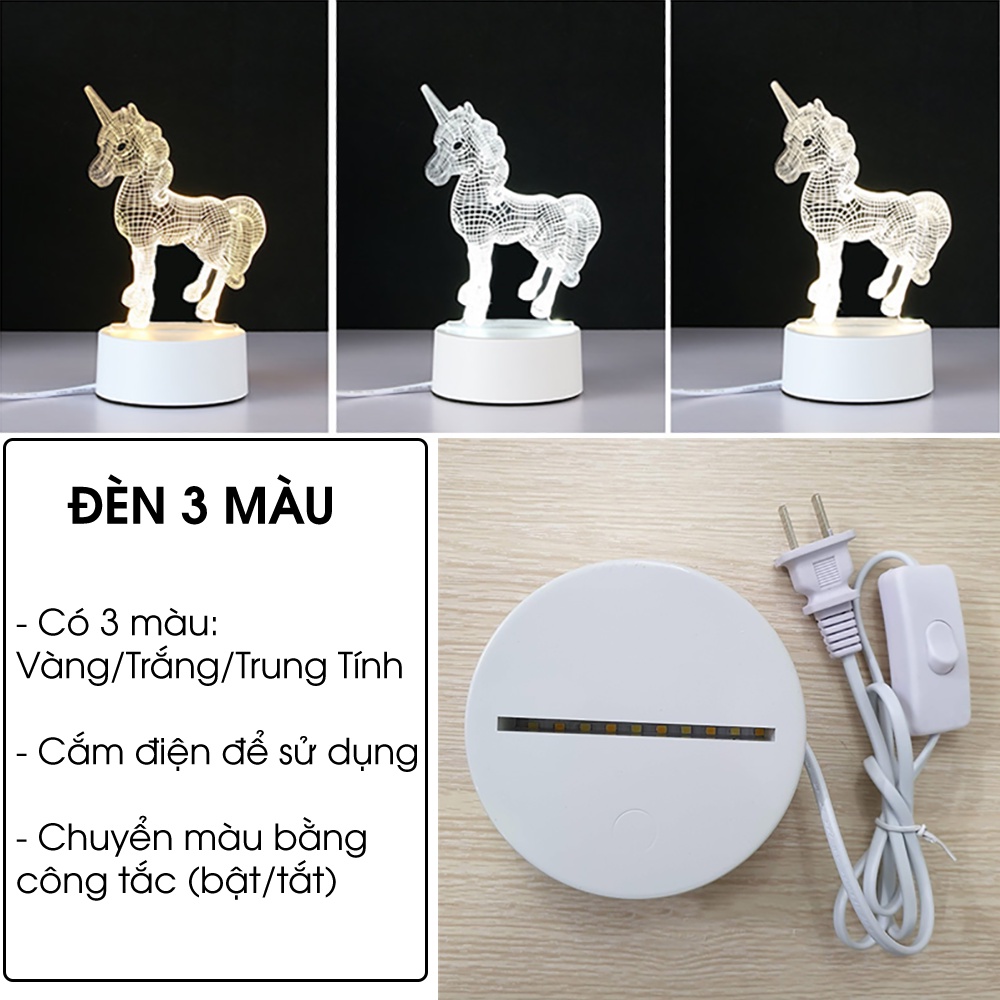 [Làm Mẫu Theo Yêu Cầu] Đèn Led 3D - Đèn Trang Trí Phòng Ngủ 16 Màu Kèm Điều Khiển