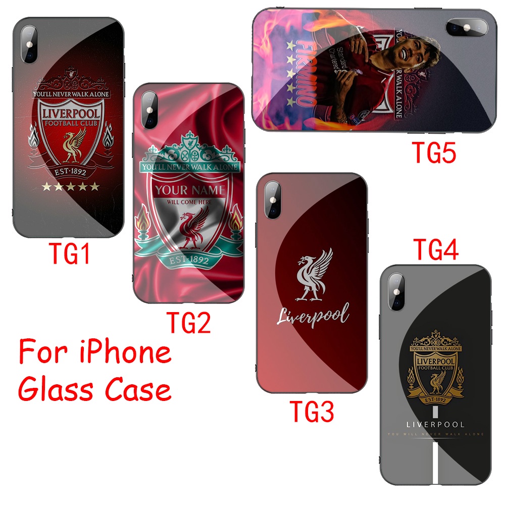 Ốp điện thoại kính cường lực viền dẻo họa tiết logo đội bóng Liverpool cho APPLE IPHONE X XS 6 6S 5 5S SE 2020 XK38
