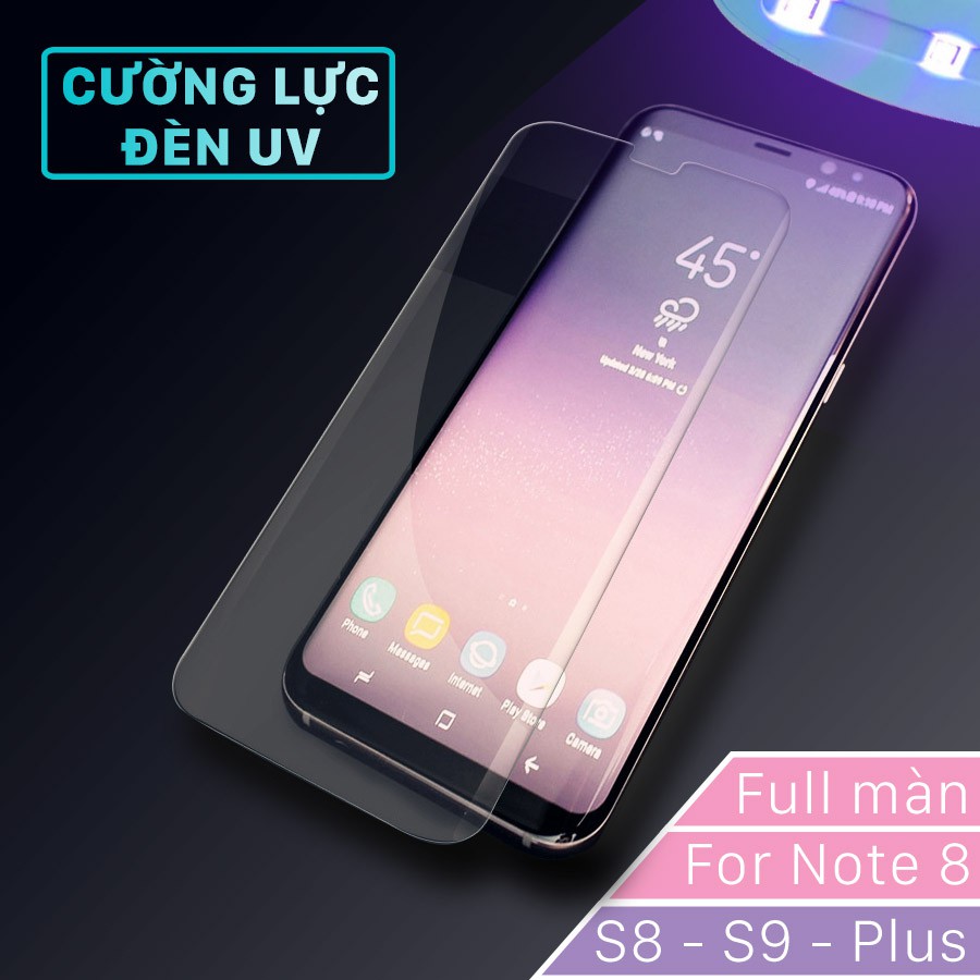 Cường lực Full keo UV dành cho Samsung S7edge S8 S8plus S9 S9plus Note8 Note9