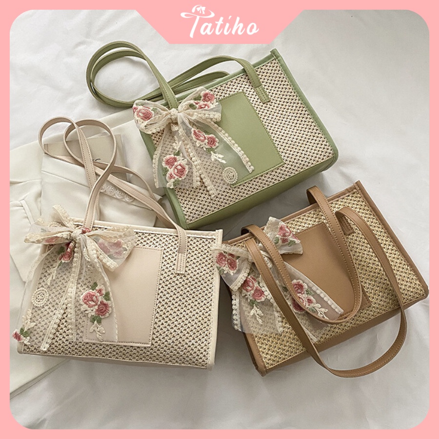 Túi Kẹp Nách (Túi Xách Nữ) Đẹp Thiết Kế Thời Trang Trẻ Trung Công Sở Chất Liệu Cói - Tatiho - Mã TUI61