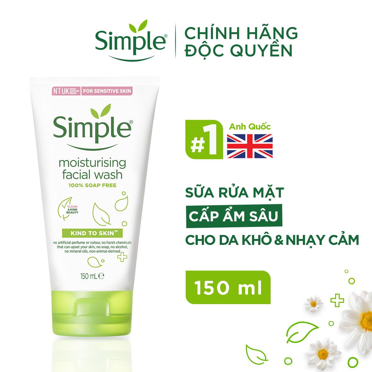 SỮA RỬA MẶT SIMPLE GIÚP DƯỠNG ẨM CHO DA TRÔNG KHỎE VÀ MỊN MÀNG 150ML [CHÍNH HÃNG ĐỘC QUYỀN] [DIỆN MẠO MỚI]