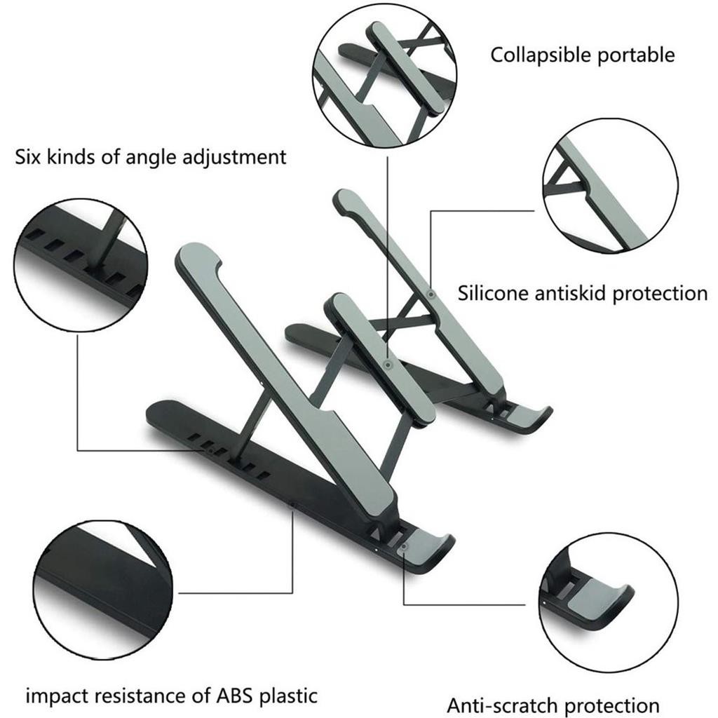 Giá Đỡ Laptop, Giá Đỡ Ipad Chống Trượt 6 Nấc Chỉnh Độ Cao Gập Gọn Dễ Dàng Tặng kèm túi đựng -dc4453