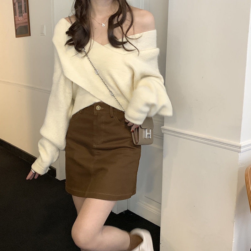 Áo len nữ cổ chữ V dáng rộng phong cách Hàn Quốc 77