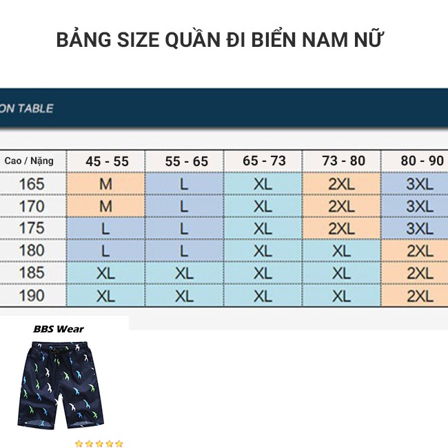 Quần Short Đi Biển Chất Dù Nam Nữ Nhanh Khô, Quần bơi nam nhanh khô mùa Hè (Xanh đen)