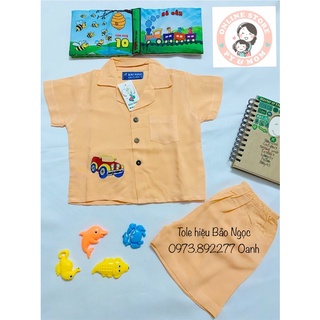 [Bộ bé trai] chất vải Tole lanh tôn thêu Bảo Ngọc đính túi kiểu pịjama như ảnh