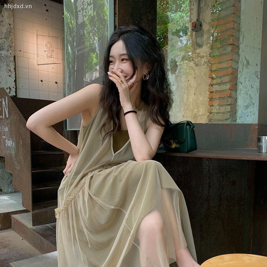 Đầm hai dây cổ chữ V phối lưới thời trang mùa hè sành điệu cho nữ | BigBuy360 - bigbuy360.vn