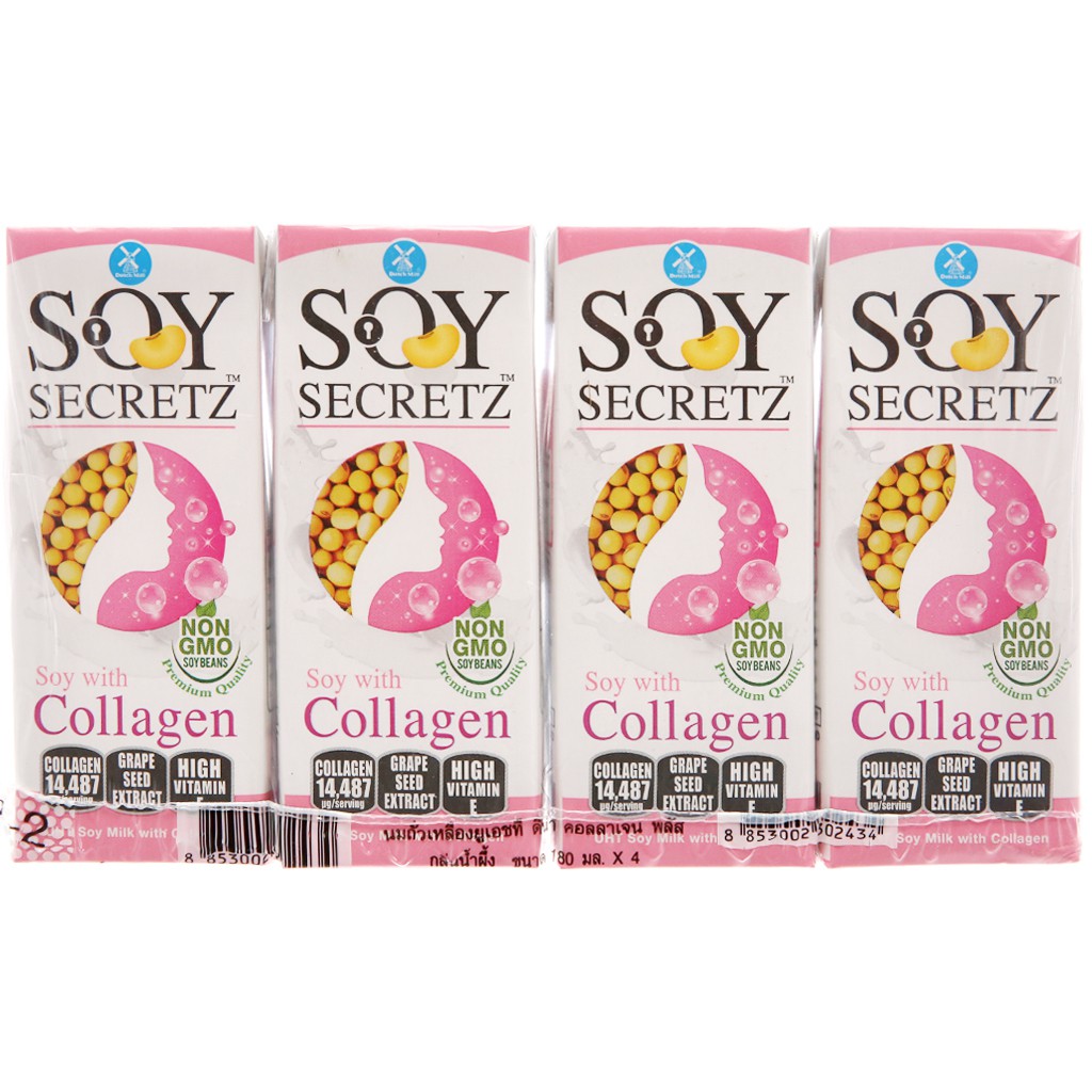 Lốc 4 hộp sữa đậu nành collagen Soy Secretz 180ml