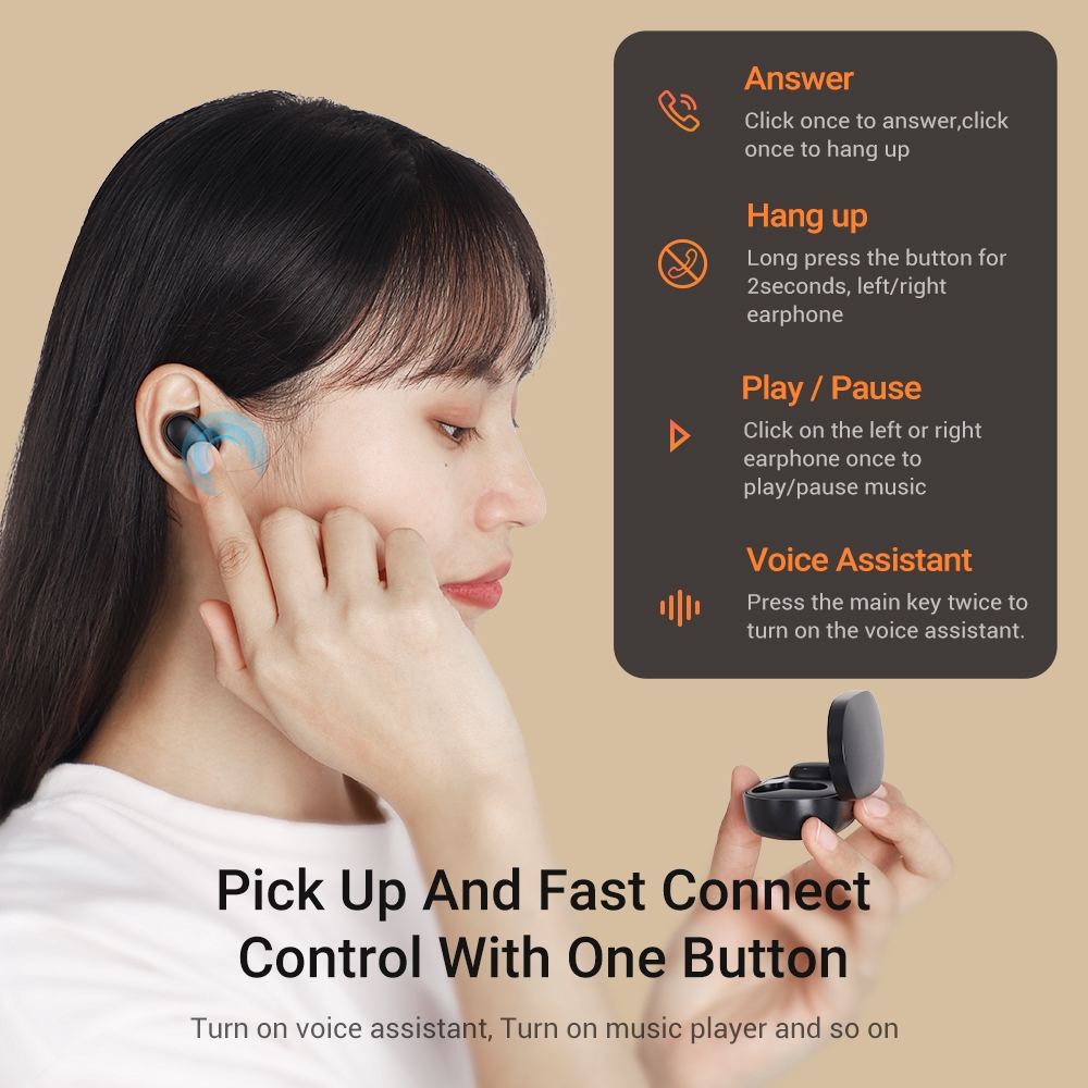 Tai Nghe Bluetooth TOPK T24 TWS Hỗ Trợ  BT5.0 Không Dây Dành Cho Điện Thoại iPhone Samsung Huawei Xiaomi