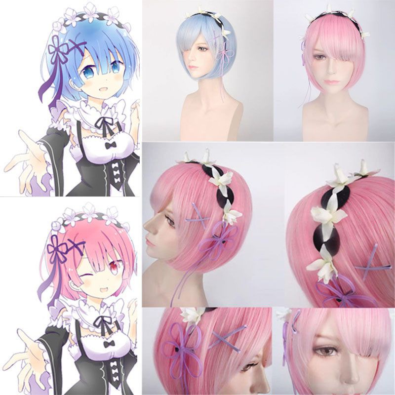Bộ Tóc Giả Ngắn Cosplay Nhân Vật Anime Re:Zero kara Hajimeru Isekai Seikatsu Xinh Xắn