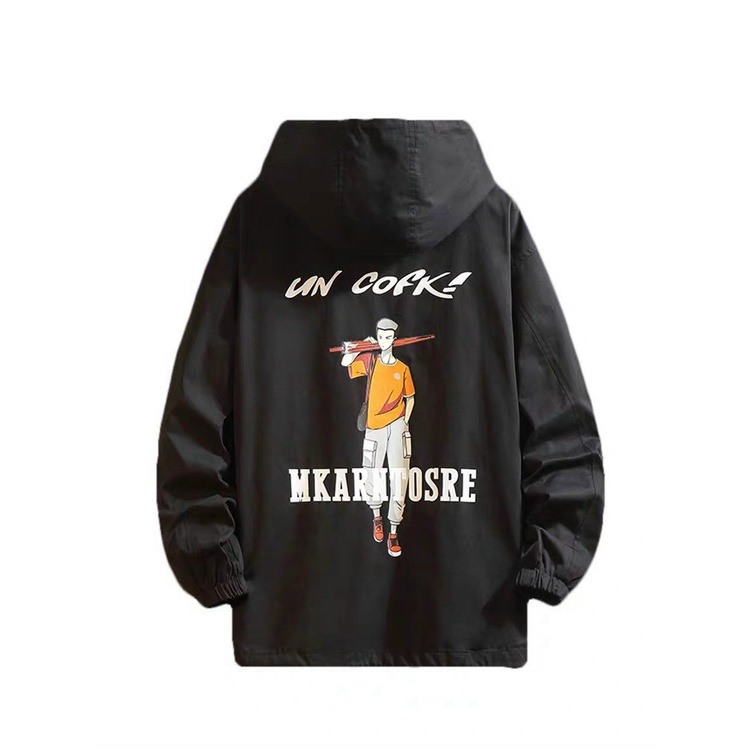 Áo Khoác Gió Nam Có Nón Chất Dù Hai Lớp Logo Thêu, Hình Lưng In Phong Cách Trẻ Trung Form Rộng Thoải Mái [NEW UNISEX]