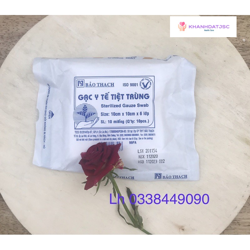 Gạc y tế tiệt trùng Bảo Thạch 10x10cm