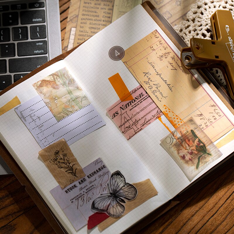Set 36 Thẻ Giấy In Hình Phong Cách Vintage Trang Trí Sổ Tay