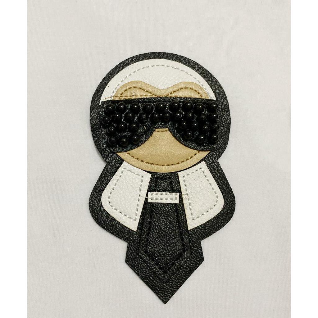 Áo thun cổ tròn tay ngắn họa tiết quái vật nhỏ đeo kính không phai màu thời trang mùa hè 2021 màu trắng đen cho nam