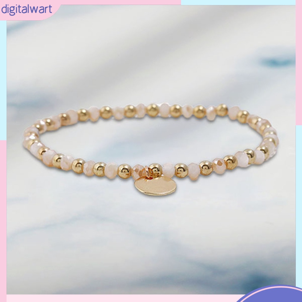Set 5 Vòng Tay Chuỗi Hạt Co Giãn Màu Vàng / Bạc Thời Trang Cho Nữ