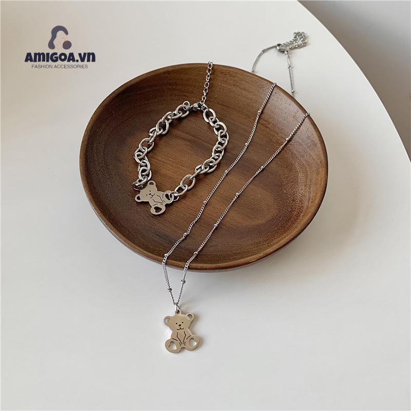 ✨✨Vòng Tay Mạ Bạc Mặt Hình Gấu Nhỏ Thời Trang Hàn Quốc Dành Cho Nữ