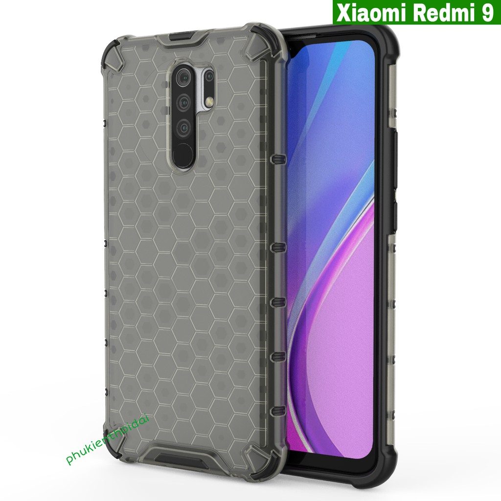 Ốp lưng Xiaomi Redmi 9 chống sốc vân tổ Ong kiểu dáng UAG cao cấp siêu bền