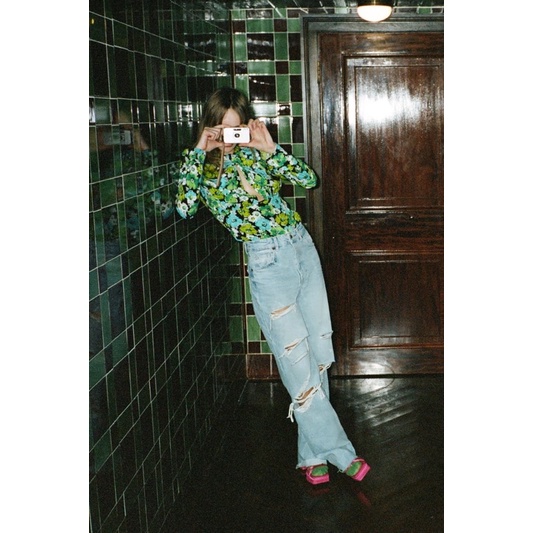 Body suit hoa xanh Zaarraa canh sale