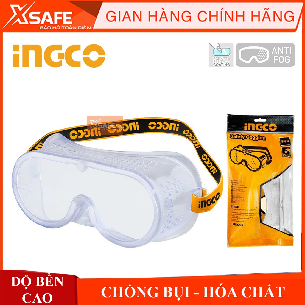 Kính bảo hộ Ingco HSG02 Kính chống hóa chất, chống bụi, vật văng bắn, phòng dịch, phun sơn... chính hãng - Xsafe