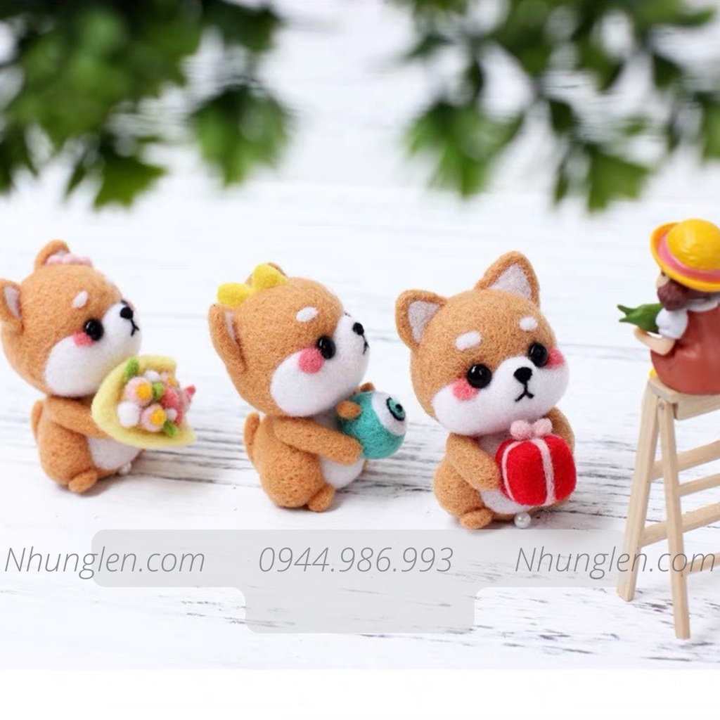 Len chọc có hướng dẫn 5 bé LỚP HỌC SHIBA NEEDLE FELTING SHIBA CLASSES, món quà handmade ý nghĩa