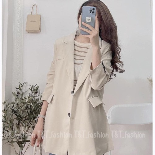 Áo blazer nữ form rộng hai lớp hai cúc có túi ngực/ Áo Blazer Ulzzang 2 lớp túi nắp mở form rộng
