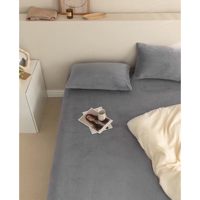 Set Ga Gối Nỉ Nhung Sữa Mềm Mịn Cho Mùa Đông, Tone Màu Basic_ shinbedding