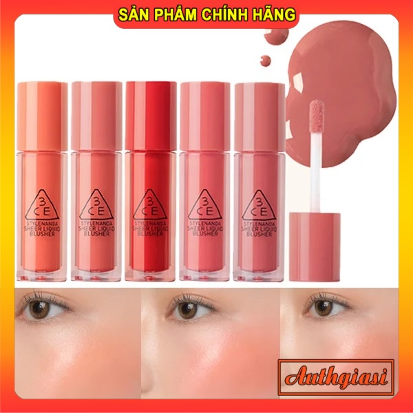 Phấn má hồng 3CE Sheer Liquid Blusher/ 3CE Velvet Liquid dạng kem bền màu, lâu trôi