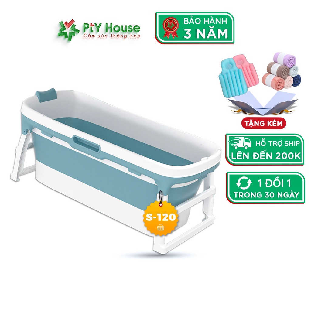 Bồn tắm gấp gọn cho trẻ em PTY HOUSE, kích thước 117cm loại không nắp, xông hơi thư giãn chất liệu nhựa cao cấp