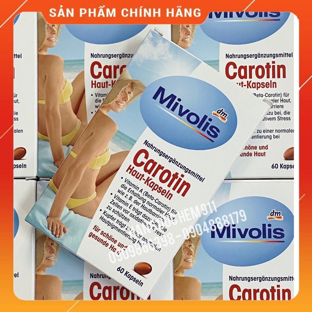 Viên uống chống nắng Mivolis Carotin 60 viên nội địa Đức