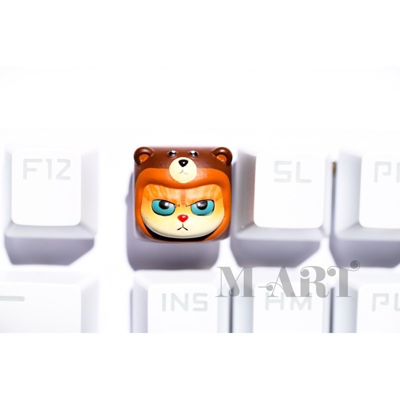 Keycap - Nút Bàn Phím Gaming - Nút Bàn Phím Cơ Mặt Mèo Hờn Dỗi  - Gấu Nâu - KC013