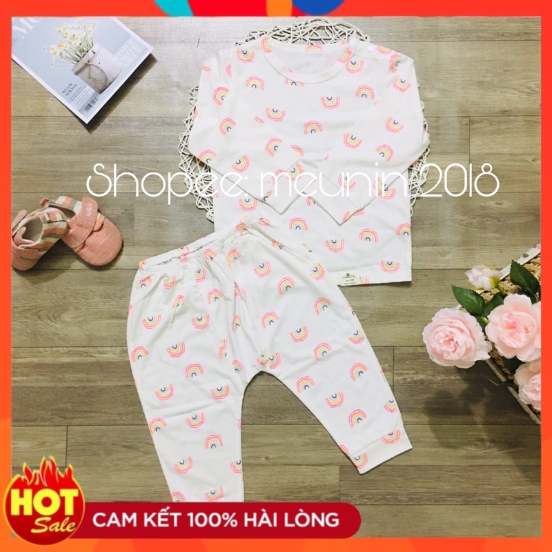 Bộ dài tay bé gái Litibaby cotton cài vai (size: 18-24-36m)