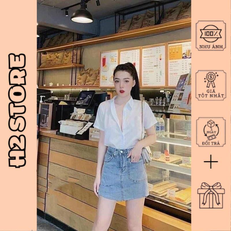 Áo sơ mi trắng cộc tay vải thô lụa đủ size s m l xl huyen hip