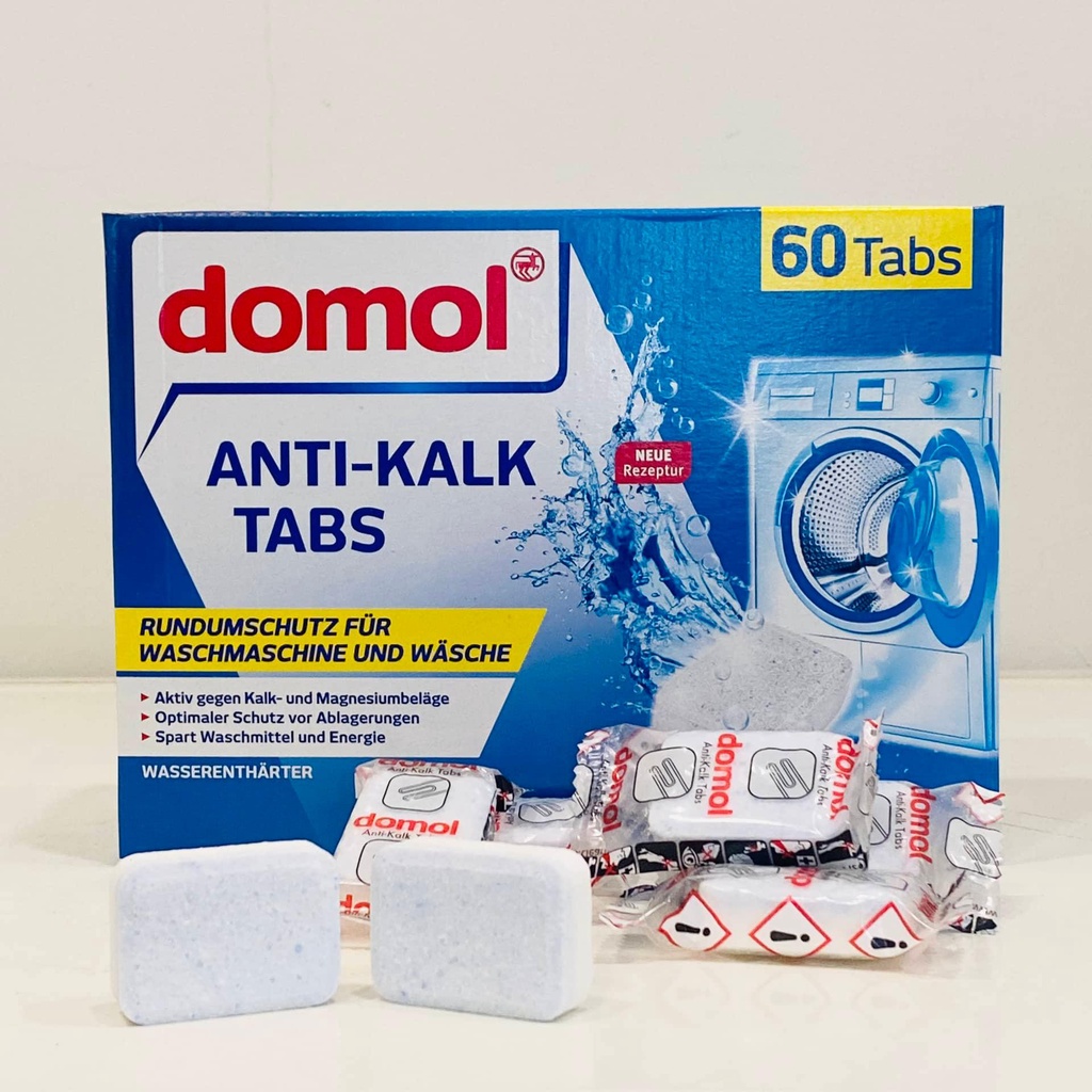 Rossmann- Gói lẻ 10 viên Domol Anti Kalk Tabs tẩy lồng máy giặt siêu sạch, khử mùi hiệu quả hàng nội địa Đức