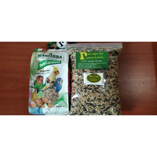 COMBO 1Kg HẠT TRỘN +CÁM TRỨNG Manitoba + 1 viên KHOÁNG TONIC CHO CHIM YẾN PHỤNG, LB,COCKATEIL