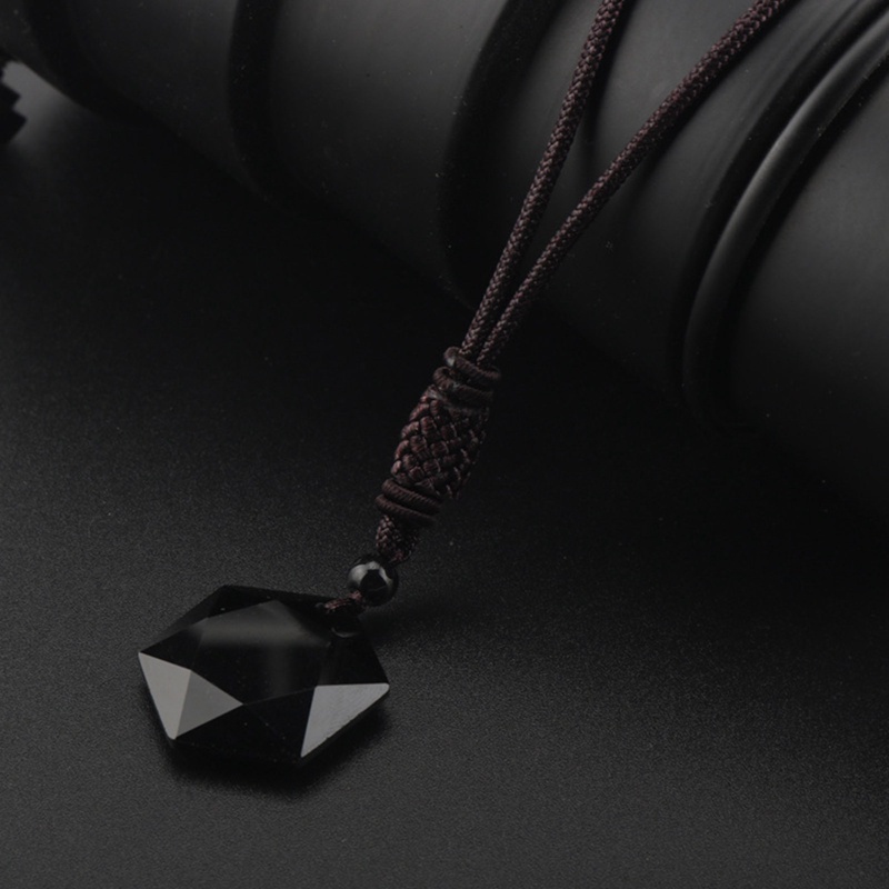 Jingjiangfangji vòng cổ mặt đá Obsidian lục giác bán chạy cho nam và nữ