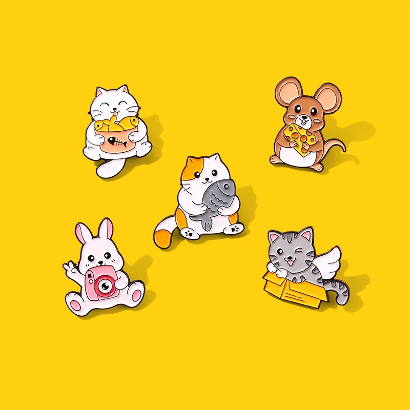 Huy hiệu cài áo QIHE JEWELRY có 5 kiểu dáng đáng yêu tùy chọn thời trang