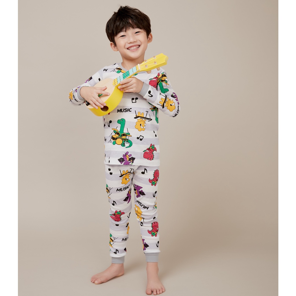 Bộ pijama dài tay bé trai Dino Band 100% Cotton – Olomimi Hàn Quốc