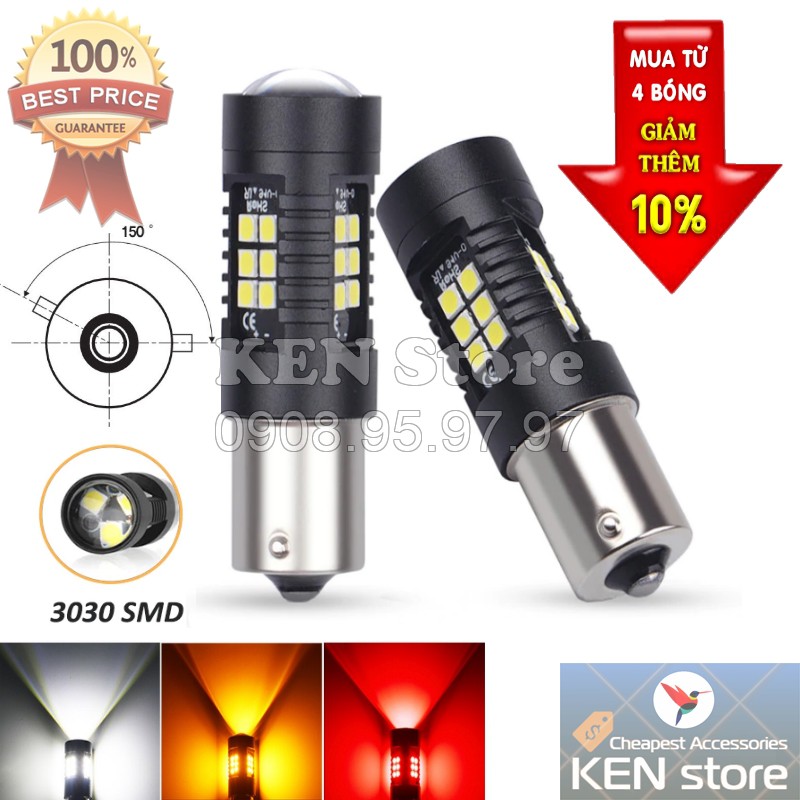 Bóng LED 1156 ngạnh xéo 150 độ làm đèn xi nhan cho ô tô 21smd 3030