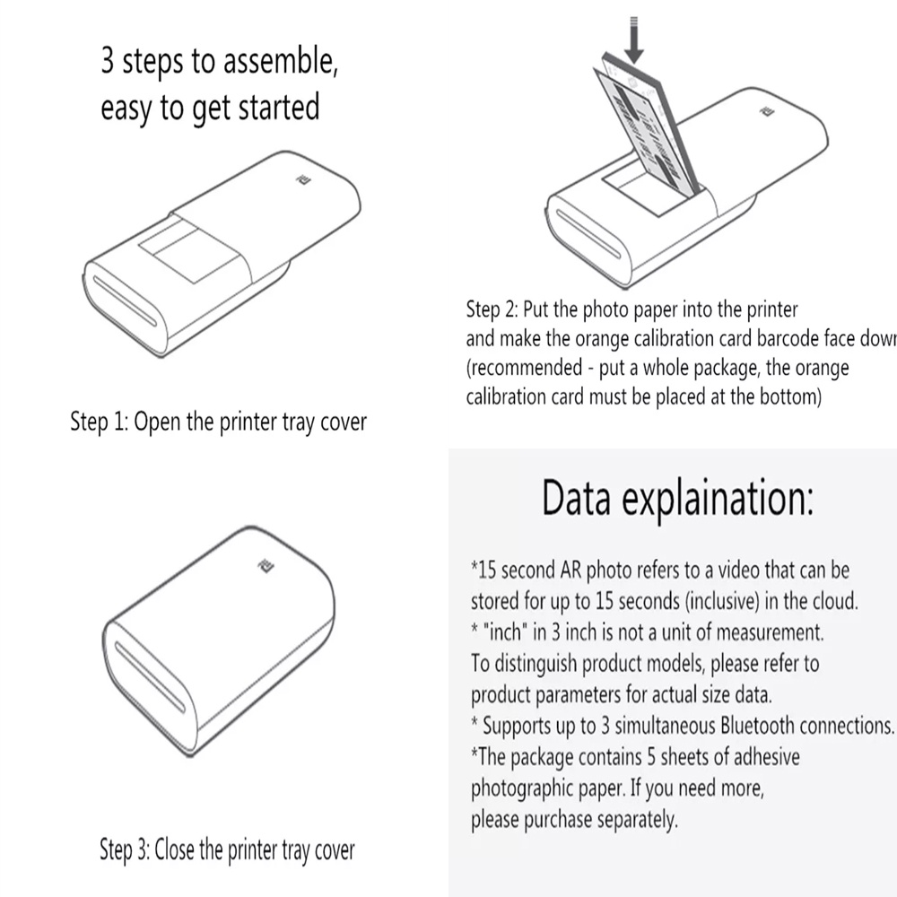 Giấy in ảnh Xiaomi AR ZINK cho máy in mini Xiaomi 3 inch chất lượng cao