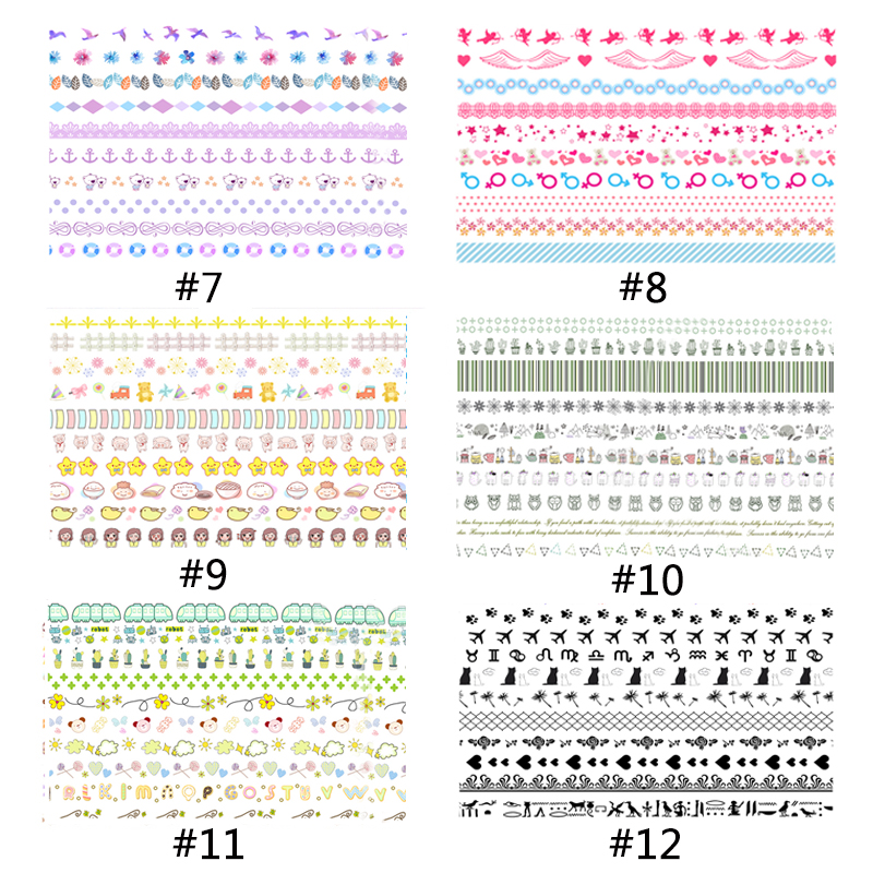 Bộ 10 Cuộn Băng Keo In Họa Tiết Hoạt Hình Đáng Yêu