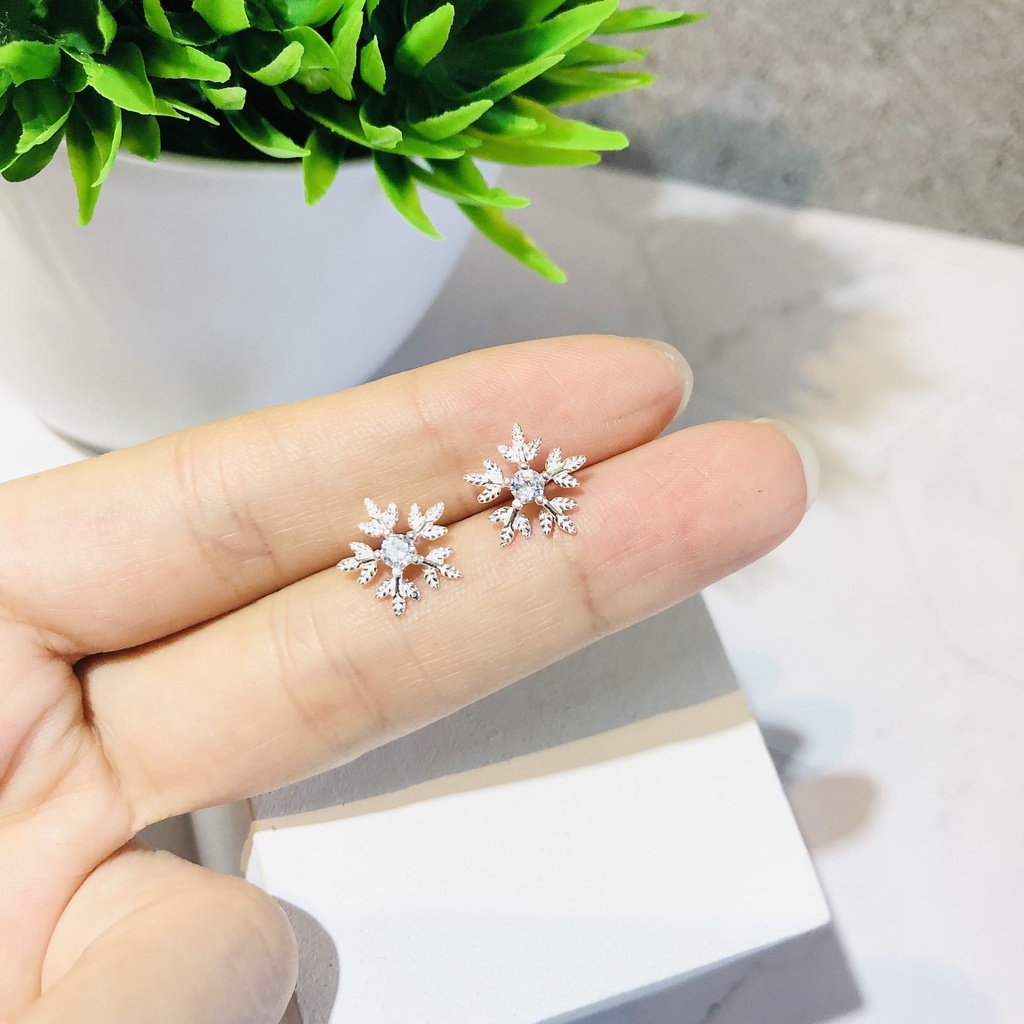 (BẠC CHUẨN)  BÔNG TAI BẠC TA HOA TUYẾT PHỤ KIỆN TRANG SỨC CAO CẤP NO.93 HOA TAI XINH XẮN KHUYÊN TAI HT318