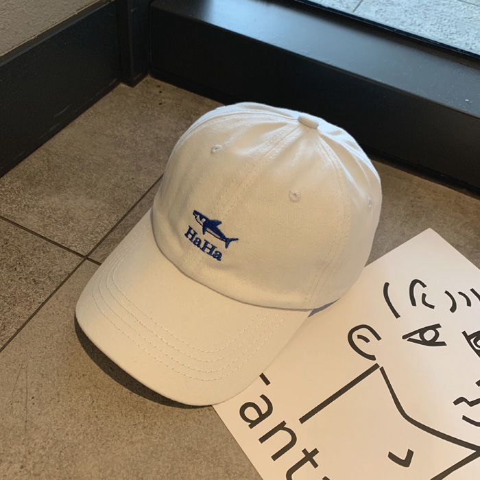 Mũ lưỡi trai vành cong mềm mại thêu hình cá mập hoạt họa phong cách bốn mùa Nhật Bản cho nam nữ 22070