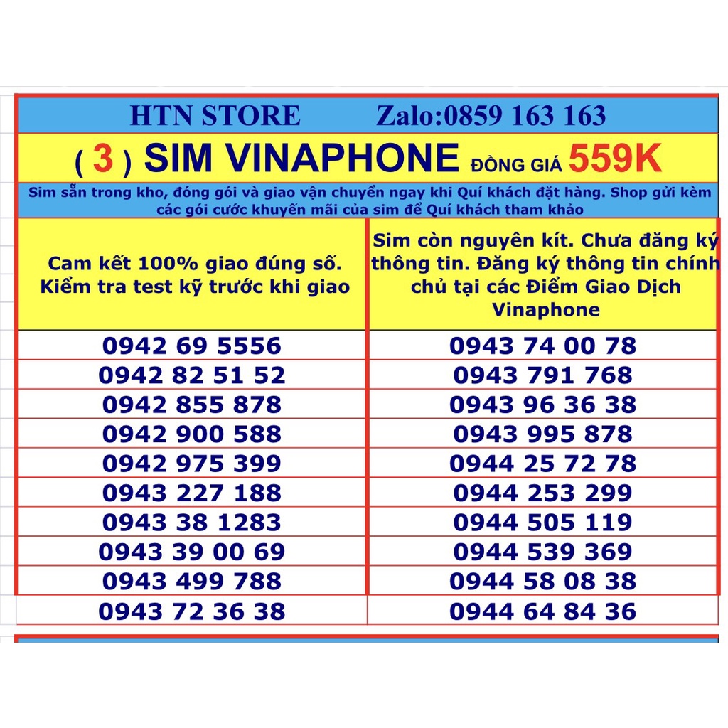 Sim số đẹp Vinaphone đồng giá 559k (3) – sim trả trước nghe gọi và 4G