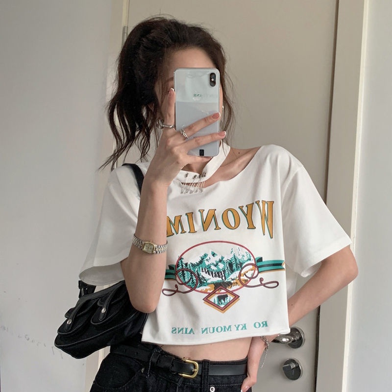 Áo Thun Ngắn Tay Phong Cách Hàn Quốc Thời Trang Mùa Hè 2022 Dành Cho Nữ