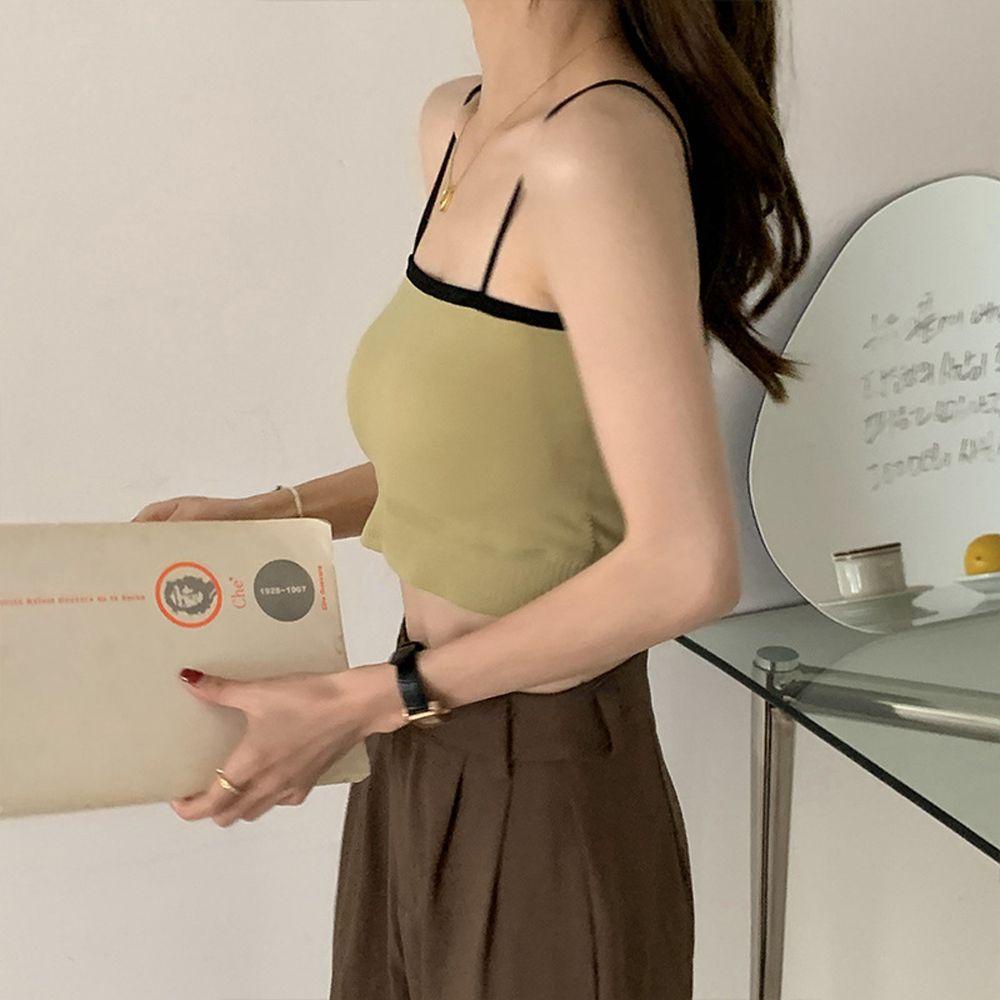 QQMALL Áo Tank Top Dệt Kim Màu Sắc Đơn Giản Quyến Rũ Cho Nữ