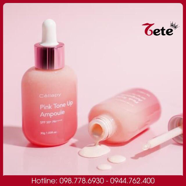 Serum Cellapy Pink Tone Up Ampoule SPF35+ PA++++, Tinh Chất Dưỡng Da Trắng Hồng Chống Nắng