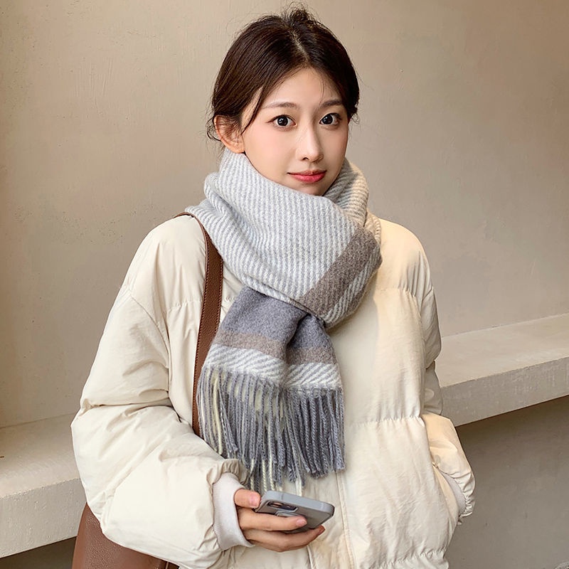 Khăn quàng cổ dạ kẻ hottrend phong cách Hàn Quốc siêu ấm - Nalita shop
