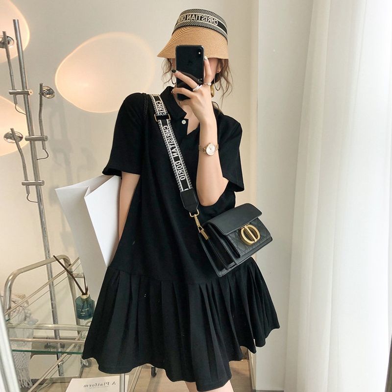 Đầm Xếp Ly Tay Ngắn Cổ polo Plus Size Dành Cho Nữ